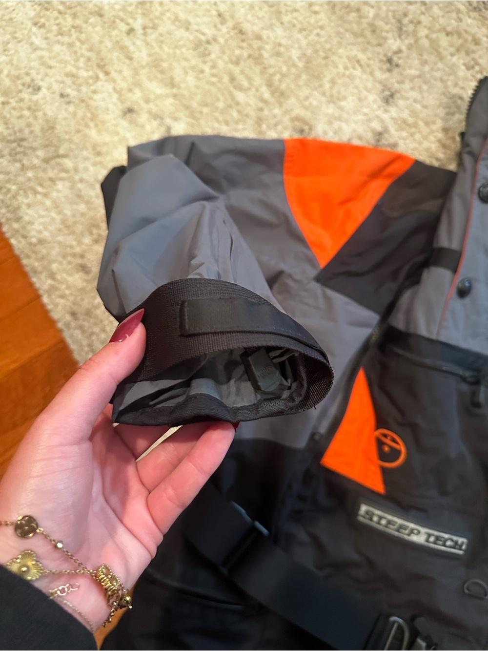 The North Face Steep Tech Hooded Ski Jacket - Black, Gray & Orange - Picture 7 of 9
